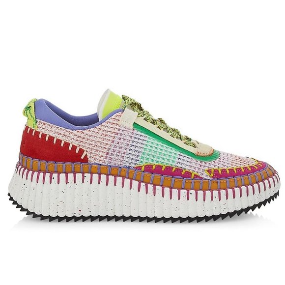 Chloe Shoes - Chloe Nama Mixed Media Platform Sneakers